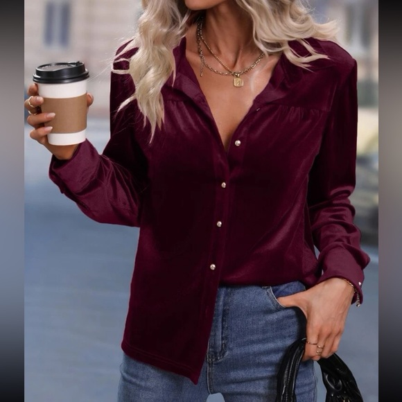 Luxe rust brown  button down shirt - Picture 12 of 15